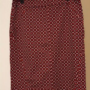 Ann Taylor Geometric Red and Black Pencil Skirt